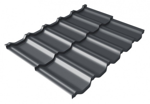 Металлочерепица модульная Квинта Uno Grand Line c 3D резом 0,5 Satin Мatt RAL 7024 мокрый асфальт купить в Фрязино
