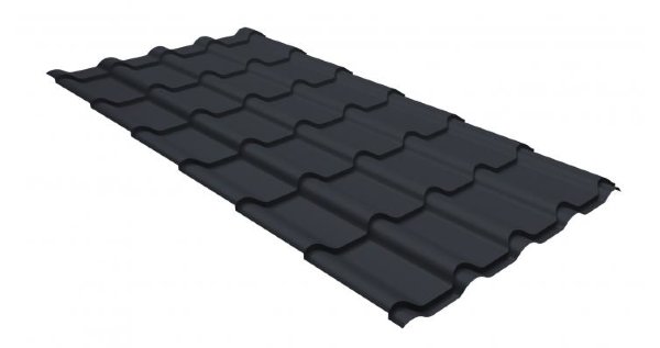 Металлочерепица камея GL 0,5 GreenCoat Pural matt RR 23 темно-серый (RAL 7024 мокрый асфальт) купить в Фрязино