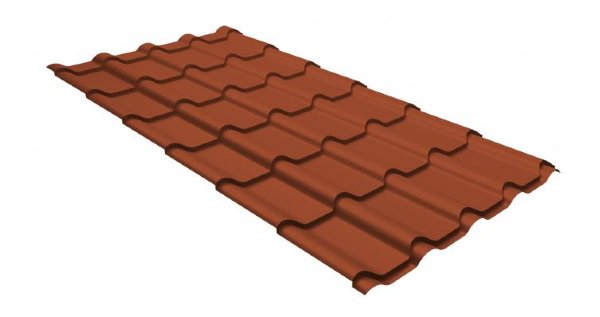 Металлочерепица камея GL 0,5 GreenCoat Pural RR 750 кирпично-красный (RAL 8004 терракота) купить в Фрязино
