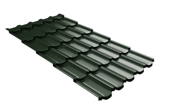Металлочерепица квинта плюс с 3D резом 0,5 GreenСoat Pural RR 11 темно-зеленый (RAL 6020 хромовая зелень) купить в Фрязино