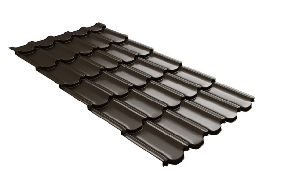 Металлочерепица квинта плюс с 3D резом 0,5 GreenСoat Pural RR 32 темно-коричневый (RAL 8019 серо-коричневый) купить в Фрязино