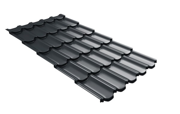 Металлочерепица квинта плюс с 3D резом 0,5 Satin RAL 7016 антрацитово-серый купить в Фрязино