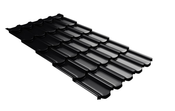 Металлочерепица квинта плюс с 3D резом 0,5 Satin RAL 9005 черный купить в Фрязино