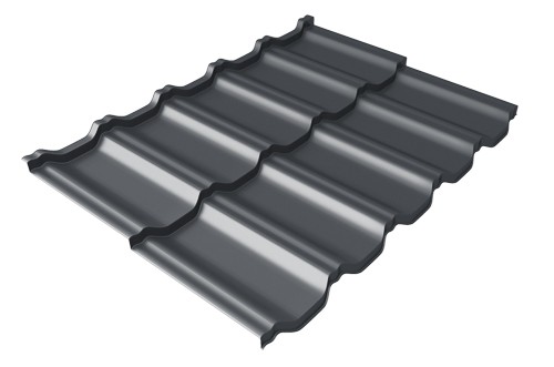 Металлочерепица модульная Квинта Uno Grand Line c 3D резом 0,5 Velur RAL 7024 мокрый асфальт купить в Фрязино